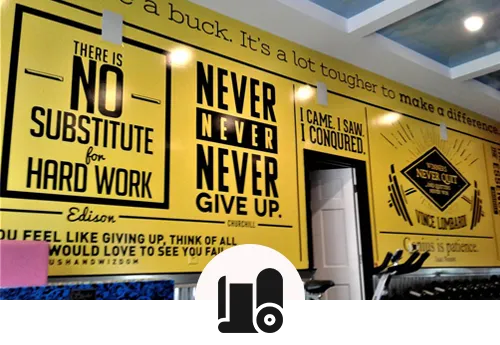 Yellow Wall Mural at a Fitness Company