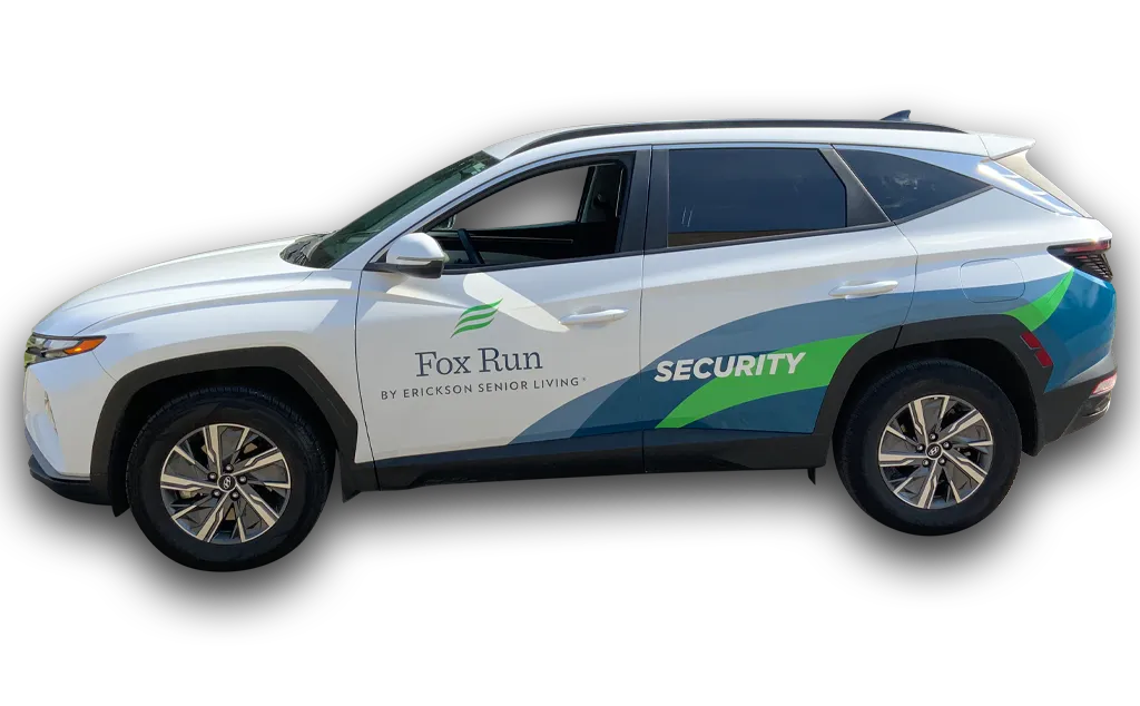 Commercial Vehicle Wrap Sedan Fox Run Left